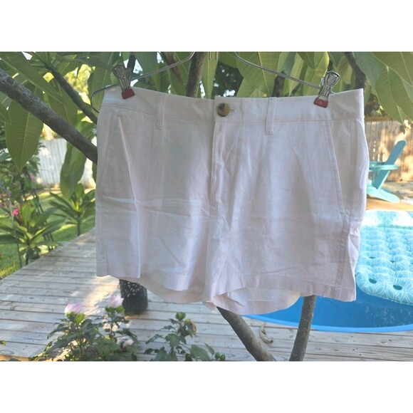 Free Assembly Womens White Mid-Rise Linen-Blend Shorts 3.5” Inseam SZ 6 NEW - Picture 1 of 3